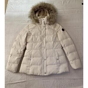 Lauren Ralph Lauren Women’s Puffer Jacket Size S Beige Down Removable Hood